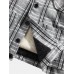 Mens Plaid Button Up Warm Long Sleeve Pocket Woolen Jacket