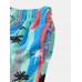 Men Palm Tree Colorful Geometric Mesh Inside Beachwear Shorts