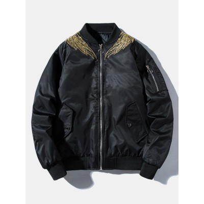 Mens Phoenix Back Embroidered Chinese Style Baseball Collar Jacket