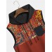 Mens Vintage Geometric Print Stitching Hem Sleeveless Hooded Tanks