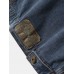 Mens Patchwork Multi Pocket Lapel Distressed Denim Jacket