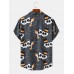 Mens Halloween Funny Head Pattern Short Sleeve Front Buttons Shirts