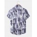 Mens Halloween Figure Skeleton Print Button Up Short Sleeve Shirts