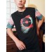 Mens Paint Music CDs Tie Dye Print Casual Short Sleeve T  Shirts