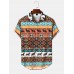 Mens Horse Graphic Geometric Ethnic Short Sleeve Shirts